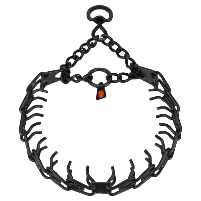 ULTRA-PLUS Training Prong Collar with Center-Plate, Assembly Chain, Stainless steel black, 3.0 mm (Short Version)