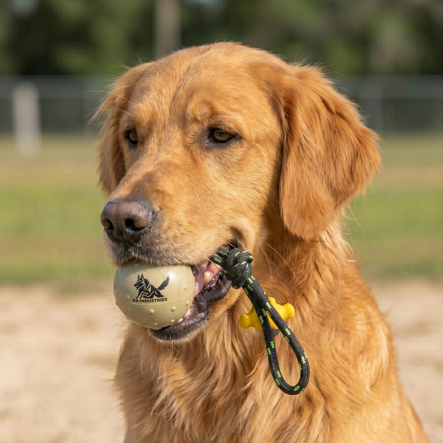 Rubber training ball for Golden Retriever