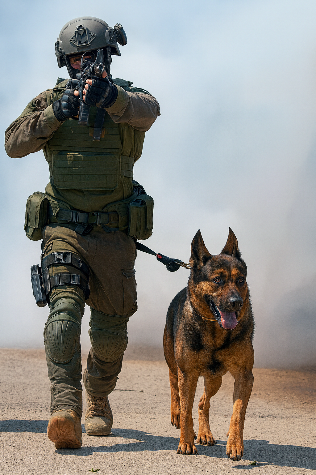 Free Hand Walking Dog Leash for Police & Military Patrol – Waterproof Double-Thick Nylon with Quick Release