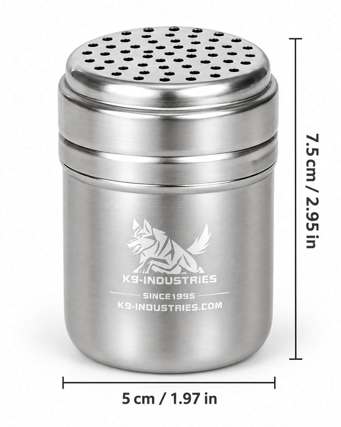 K9-Industries stainless steel dog scent container (sniffer), small 5 x 7.5 cm, with perforated screw-top lid