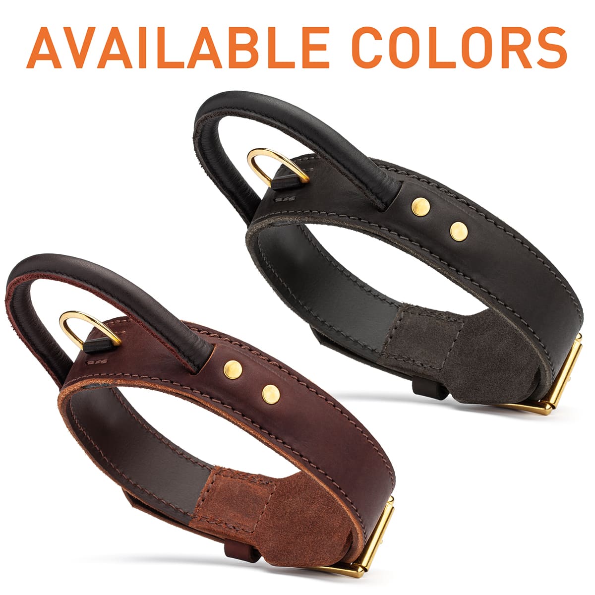 Ultimate Heavy Duty Leather Dog Collar with Control Handle