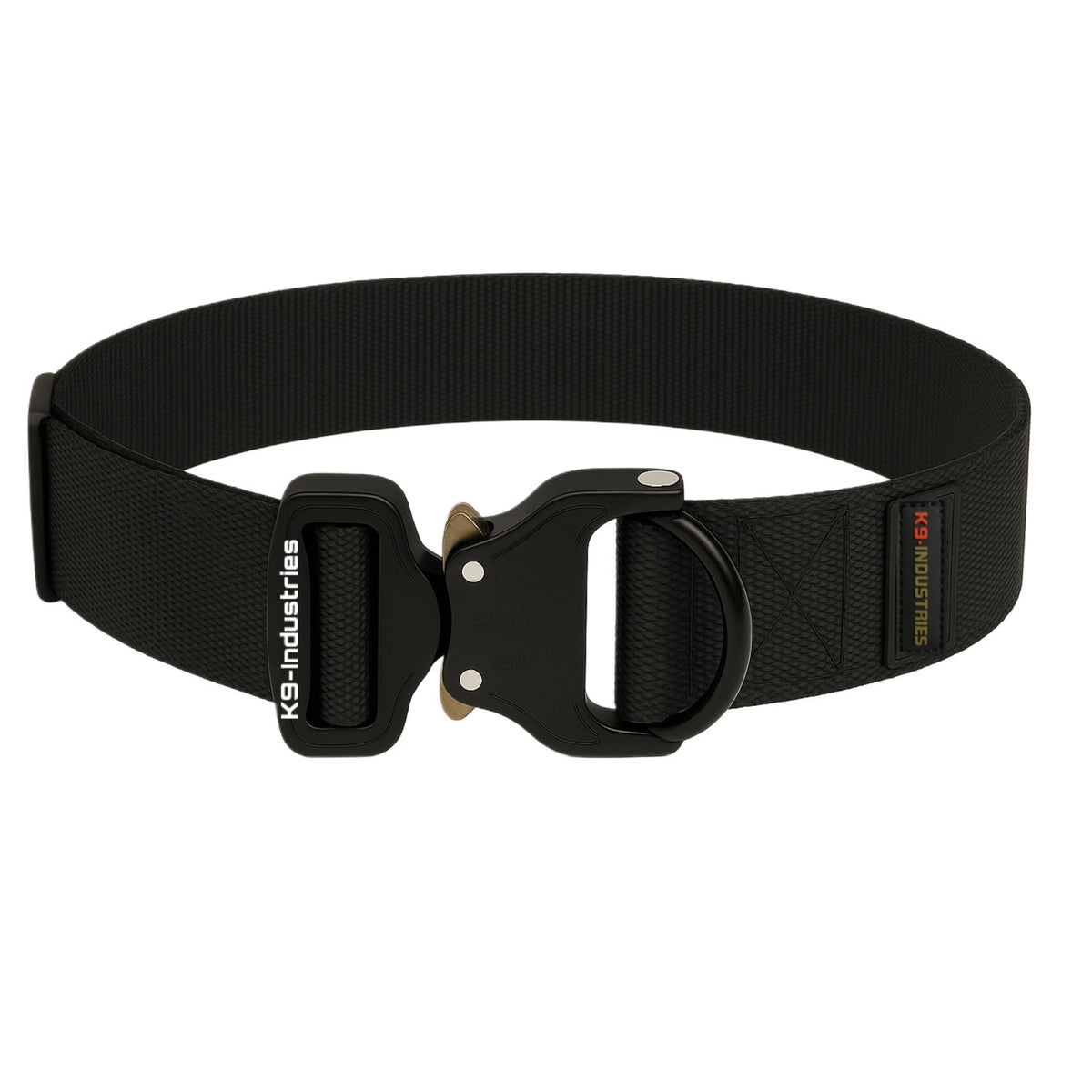 Adjustable tactical nylon dog collar in black and coyote tan