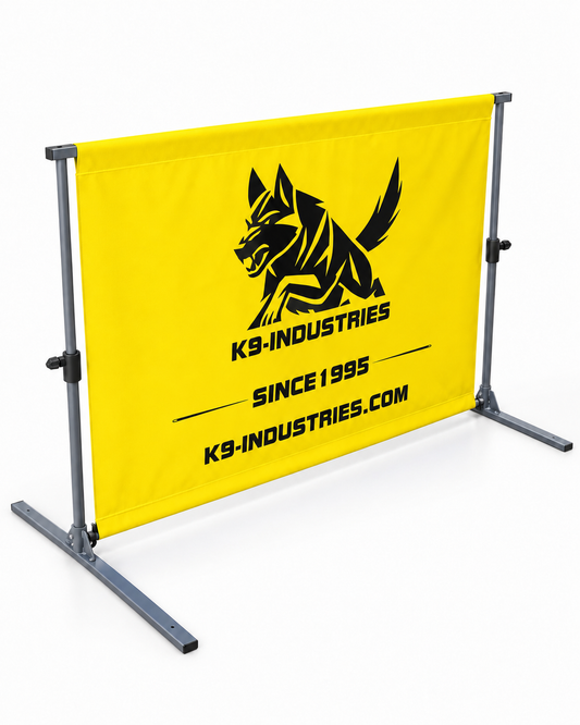 Yellow IGP training hurdle, front view - K9-Industries portable dog jump