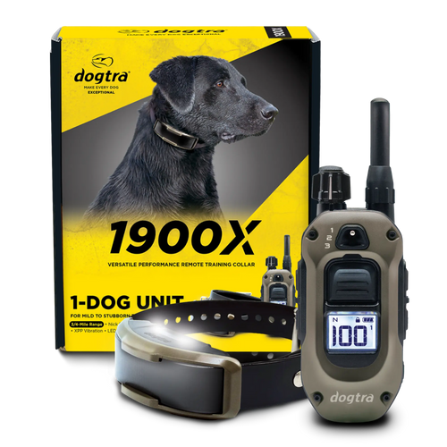 Dogtra 1900X 1-dog unit: remote, e-collar and box