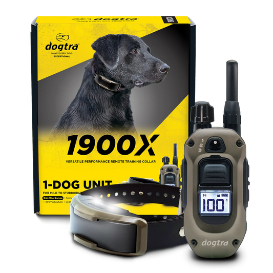 Dogtra 1900X 1-dog unit: remote, e-collar and box