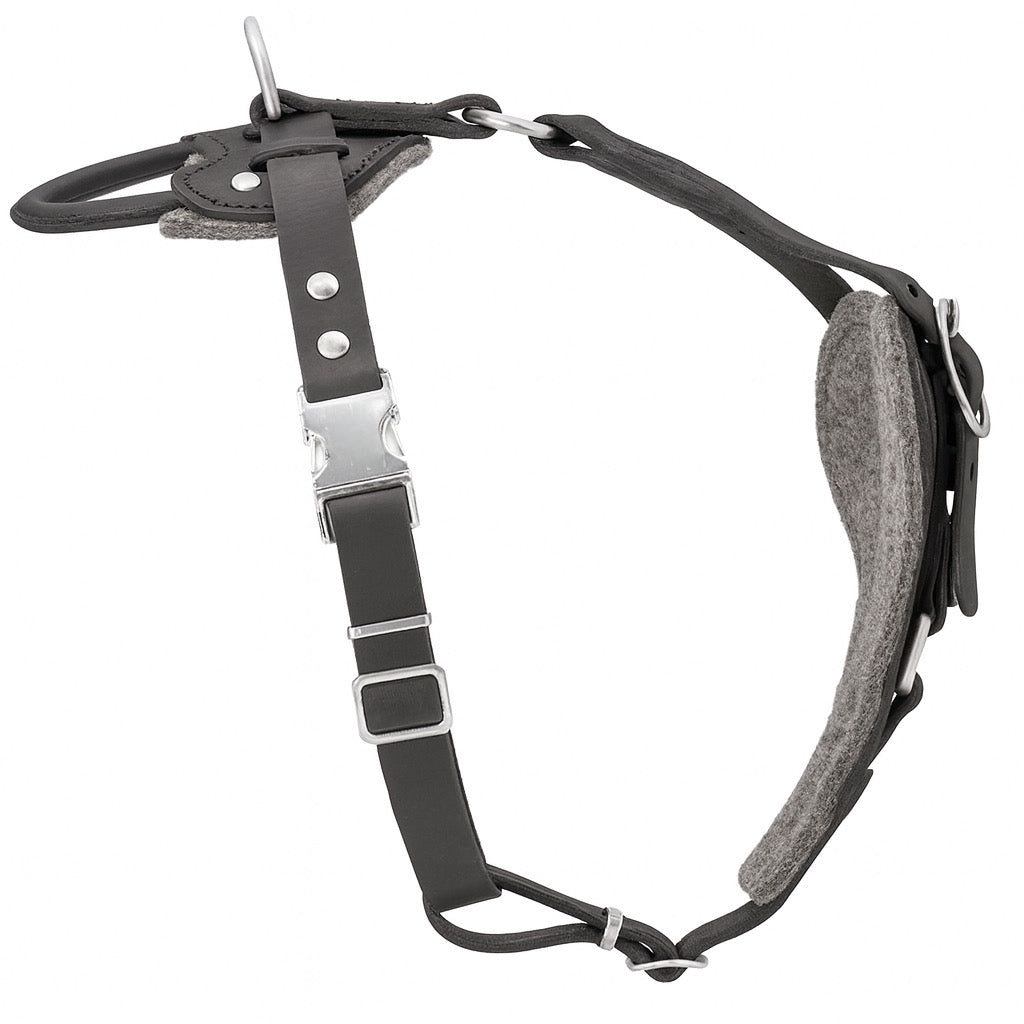Professional Full-Grain Agitation Leather Dog Harness Built for Heavy-Duty Training
