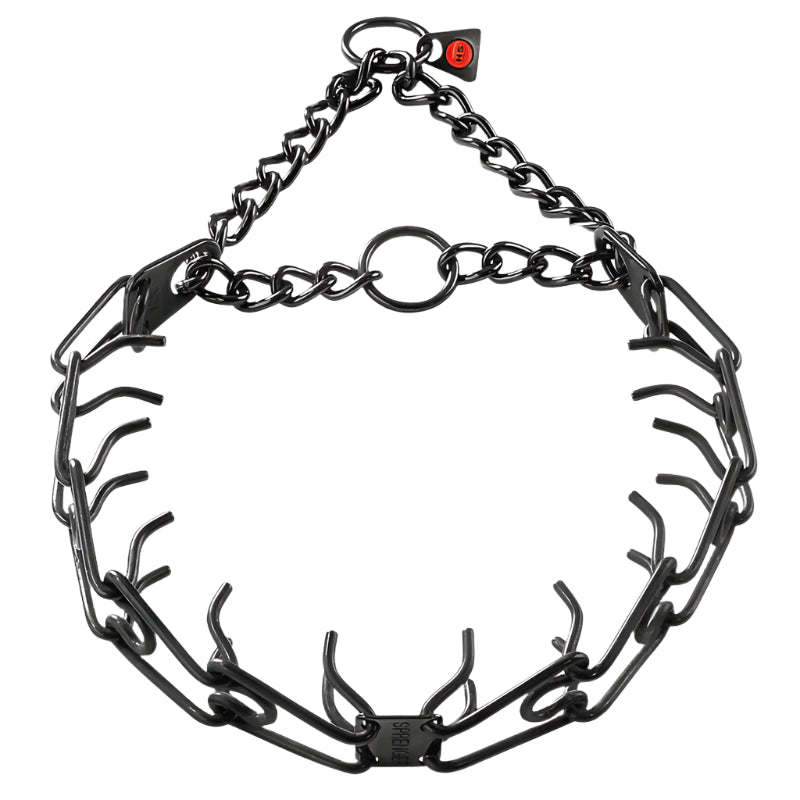 ULTRA-PLUS Training collar with Center-Plate & Assembly Chain - Stainless Steel Black
