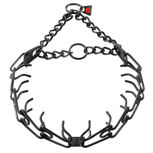 ULTRA-PLUS Training collar with Center-Plate & Assembly Chain - Stainless Steel Black