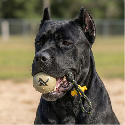 Rubber training ball for Cane Corso