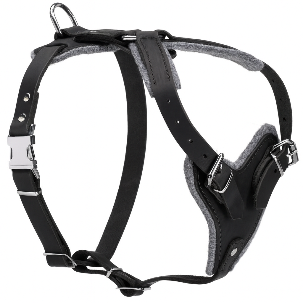 Professional Full-Grain Agitation Leather Dog Harness Built for Heavy-Duty Training