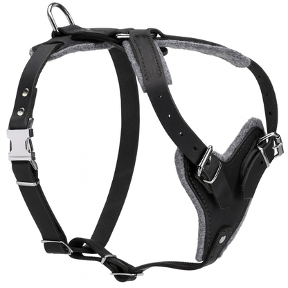 Professional Full-Grain Agitation Leather Dog Harness Built for Heavy-Duty Training