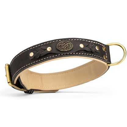 Royal Braided Leather Dog Collar with Soft Nappa Padding (40mm)