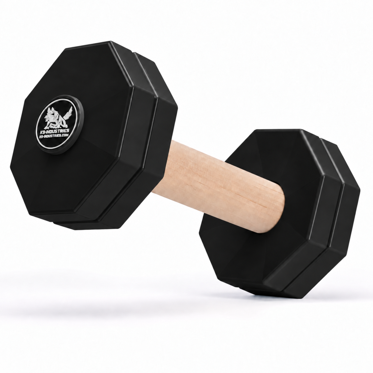 1 kg wooden IGP / Schutzhund II competition dog dumbbell with removable black plates - K9-Industries