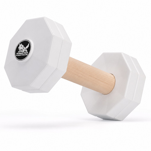 1 kg wooden IGP / Schutzhund II competition dog dumbbell with removable white plates - K9-Industries