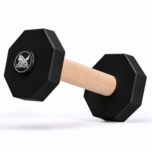 650 g wooden IGP competition dog dumbbell with removable black weight plates - K9-Industries