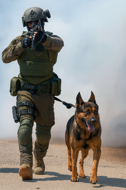 Free Hand Walking Dog Leash for Police & Military Patrol – Waterproof Double-Thick Nylon with Quick Release