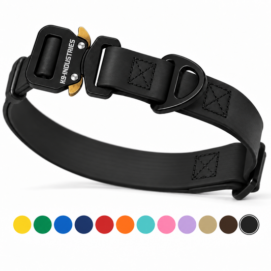 K9-Industries 3/4 in (20 mm) waterproof working dog collar in black, with all available color options