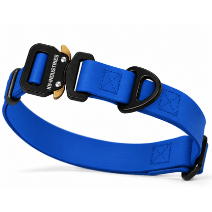 K9-Industries 3/4 in (20 mm) waterproof working dog collar in blue with quick-release buckle