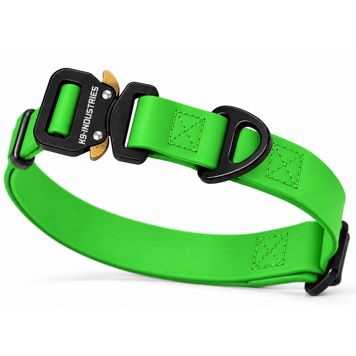 K9-Industries 3/4 in (20 mm) waterproof working dog collar in forest green with quick-release buckle