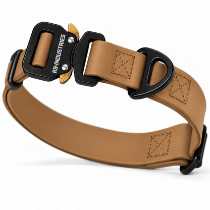 K9-Industries 3/4 in (20 mm) waterproof working dog collar in khaki desert (coyote brown) with quick-release buckle
