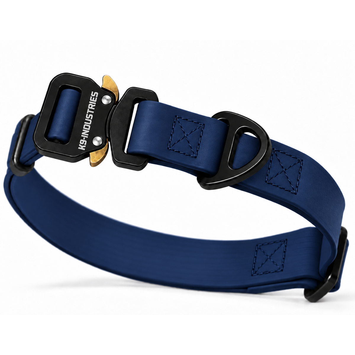 K9-Industries 3/4 in (20 mm) waterproof working dog collar in navy blue with quick-release buckle