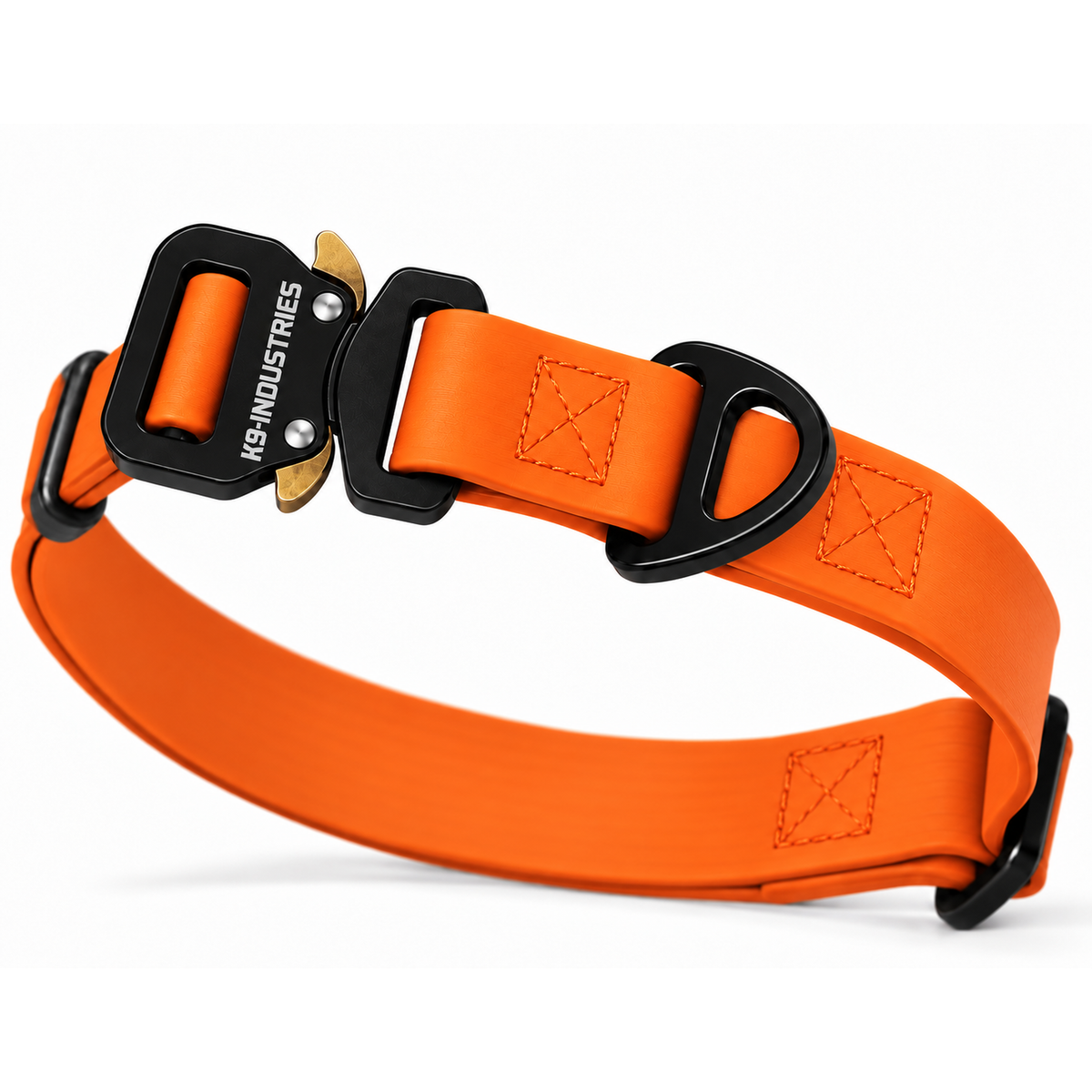 K9-Industries 3/4 in (20 mm) waterproof working dog collar in orange with quick-release buckle