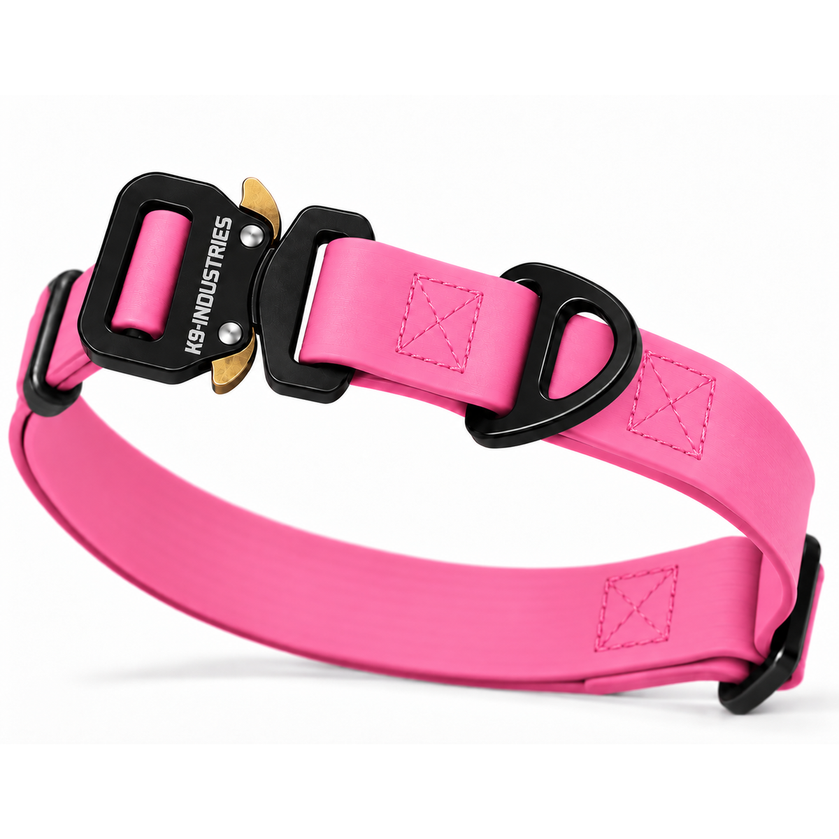 K9-Industries 3/4 in (20 mm) waterproof working dog collar in pink with quick-release buckle