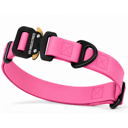 K9-Industries 3/4 in (20 mm) waterproof working dog collar in pink with quick-release buckle