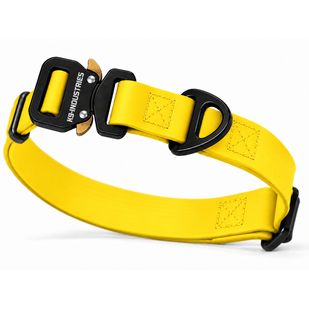 K9-Industries 3/4 in (20 mm) waterproof working dog collar in yellow with quick-release buckle