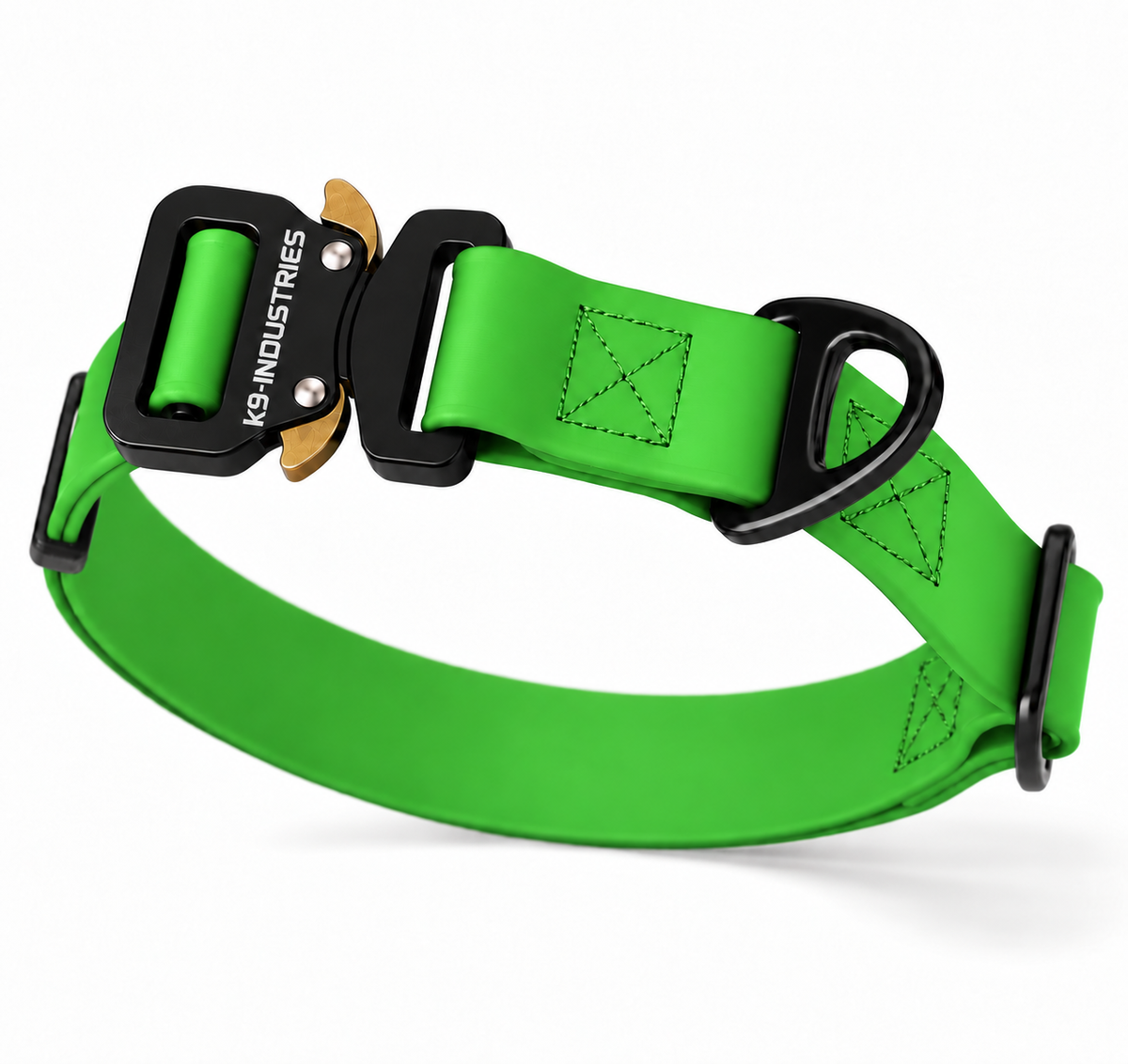 K9-Industries 1 in (25 mm) waterproof working dog collar in forest green with quick-release buckle