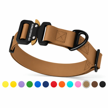 K9-Industries 1 in (25 mm) waterproof working dog collar in khaki desert, with all available color options