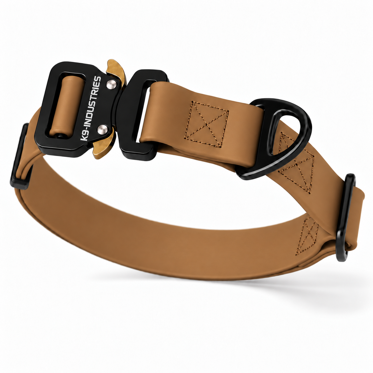 K9-Industries 1 in (25 mm) waterproof working dog collar in khaki desert (coyote brown) with quick-release buckle