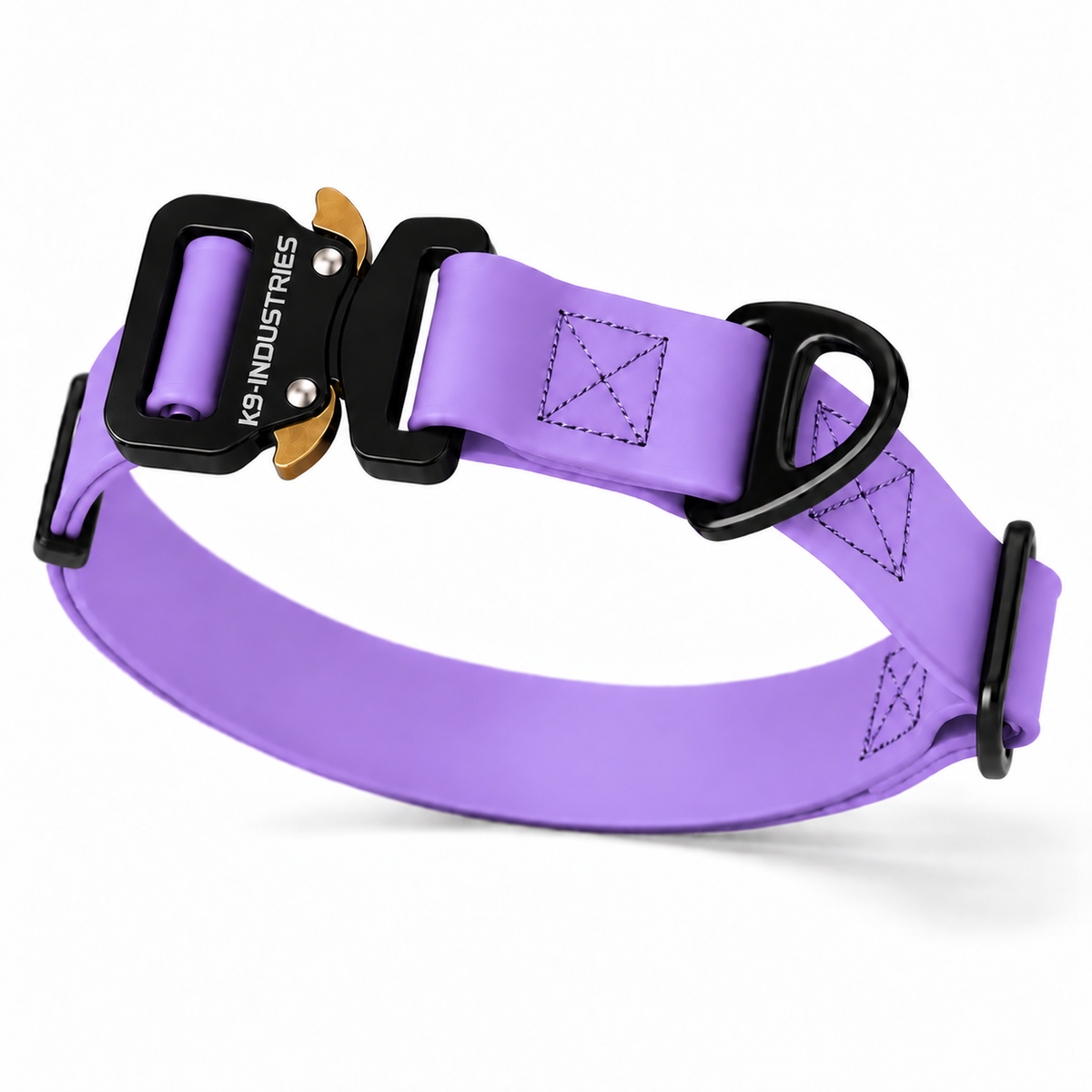 K9-Industries 1 in (25 mm) waterproof working dog collar in lilac with quick-release buckle