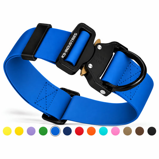 K9-Industries 1.5 in (40 mm) waterproof working dog collar in blue, with all available color options
