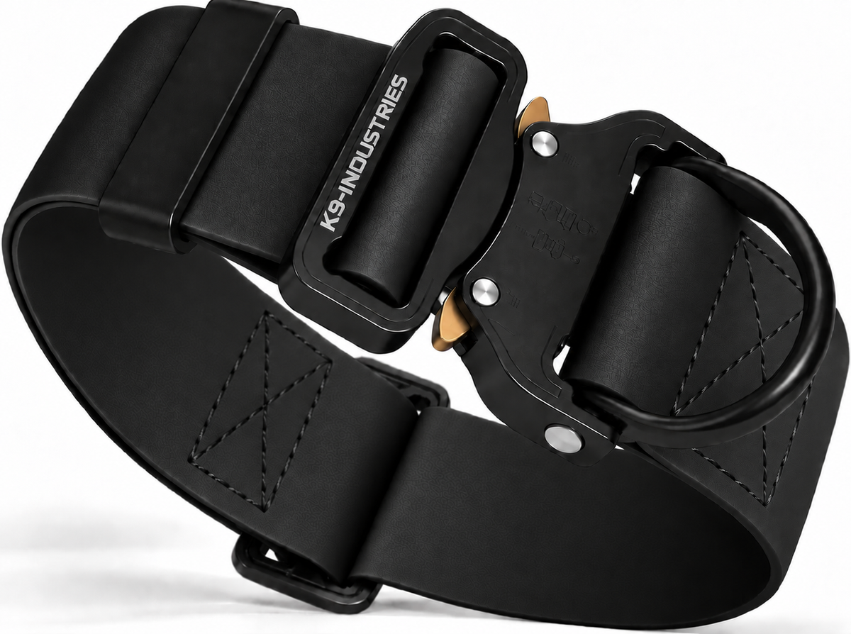 K9-Industries 2 in (50 mm) waterproof working dog collar in black with quick-release buckle