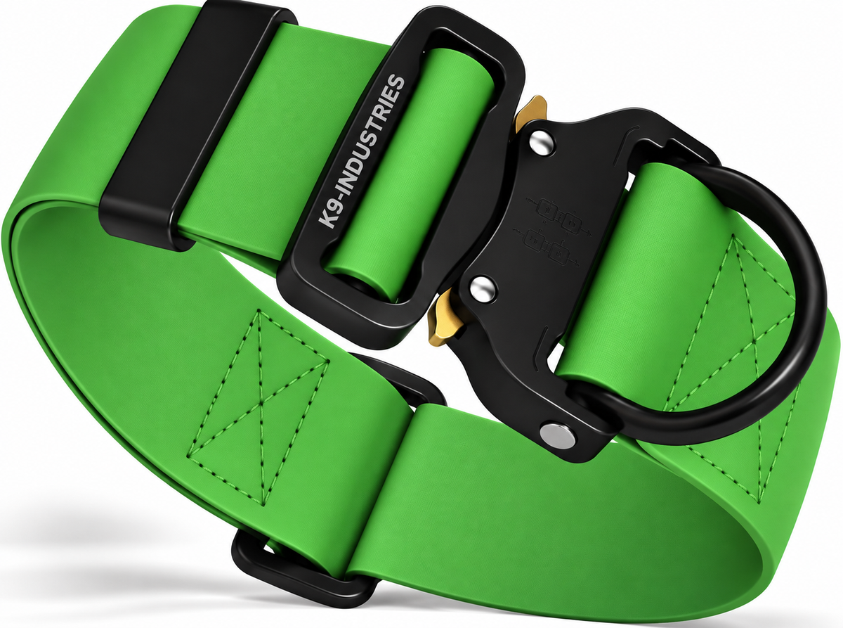 K9-Industries 2 in (50 mm) waterproof working dog collar in forest green with quick-release buckle