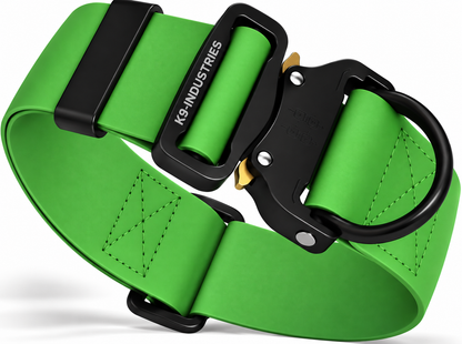 K9-Industries 2 in (50 mm) waterproof working dog collar in forest green with quick-release buckle