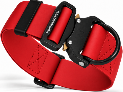 K9-Industries 2 in (50 mm) waterproof working dog collar in red with quick-release buckle