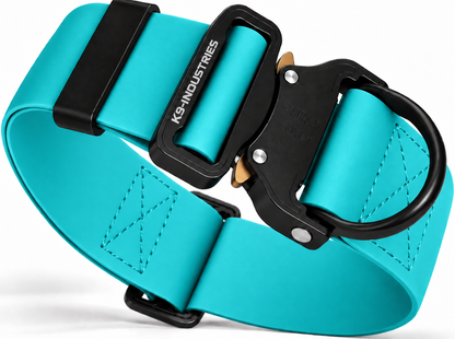K9-Industries 2 in (50 mm) waterproof working dog collar in turquoise with quick-release buckle