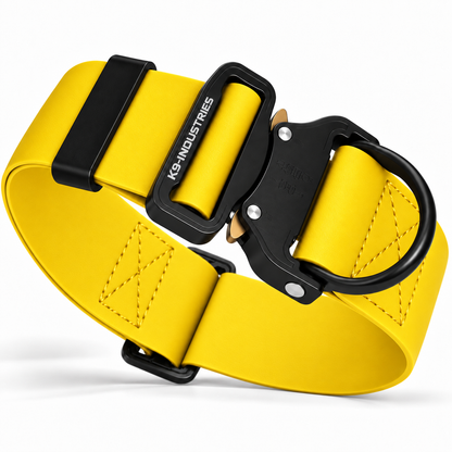 K9-Industries 2 in (50 mm) waterproof working dog collar in yellow with quick-release buckle