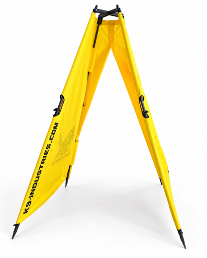 Yellow IGP blind with open rear exit for the helper - K9-Industries competition blind
