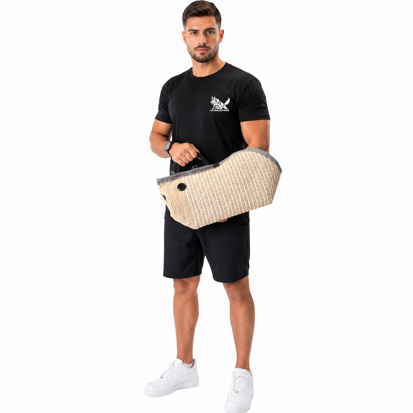 Professional reinforced jute bite sleeve, short cut to the elbow