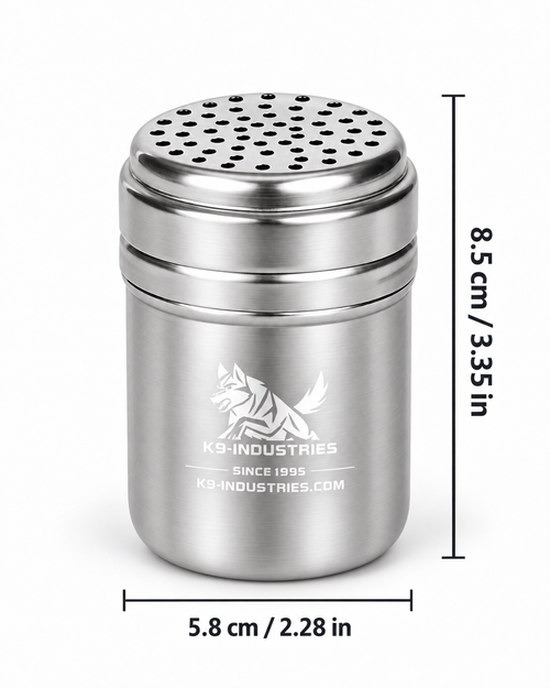 K9-Industries stainless steel dog scent container (sniffer), medium 5.8 x 8.5 cm, with perforated screw-top lid