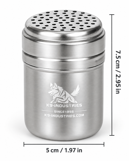 K9-Industries stainless steel dog scent container (sniffer), small 5 x 7.5 cm, with perforated screw-top lid