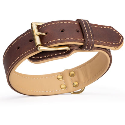 Royal Braided Leather Dog Collar with Soft Nappa Padding (40mm)