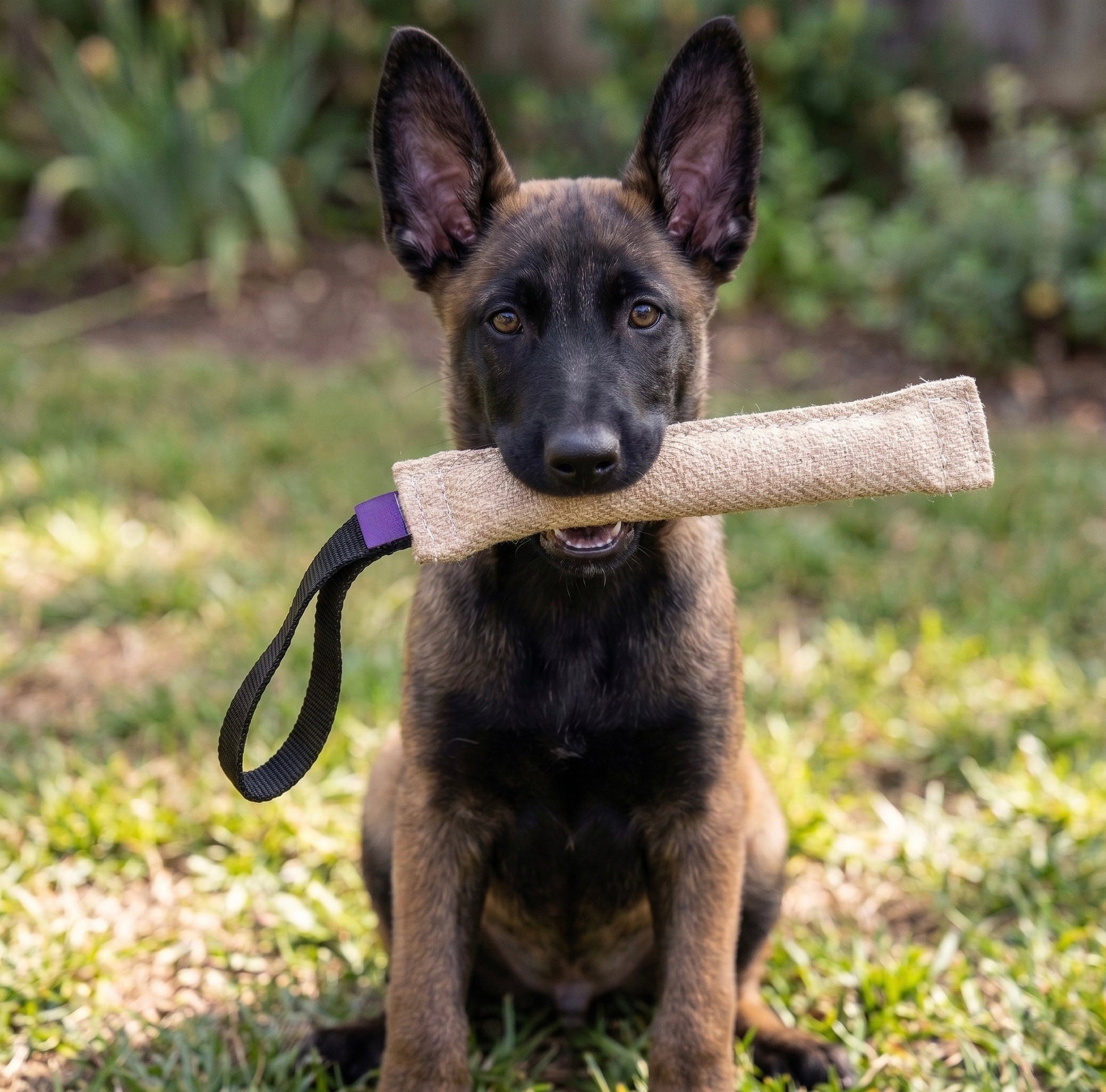 Jute puppy bite tug for Belgian Malinois