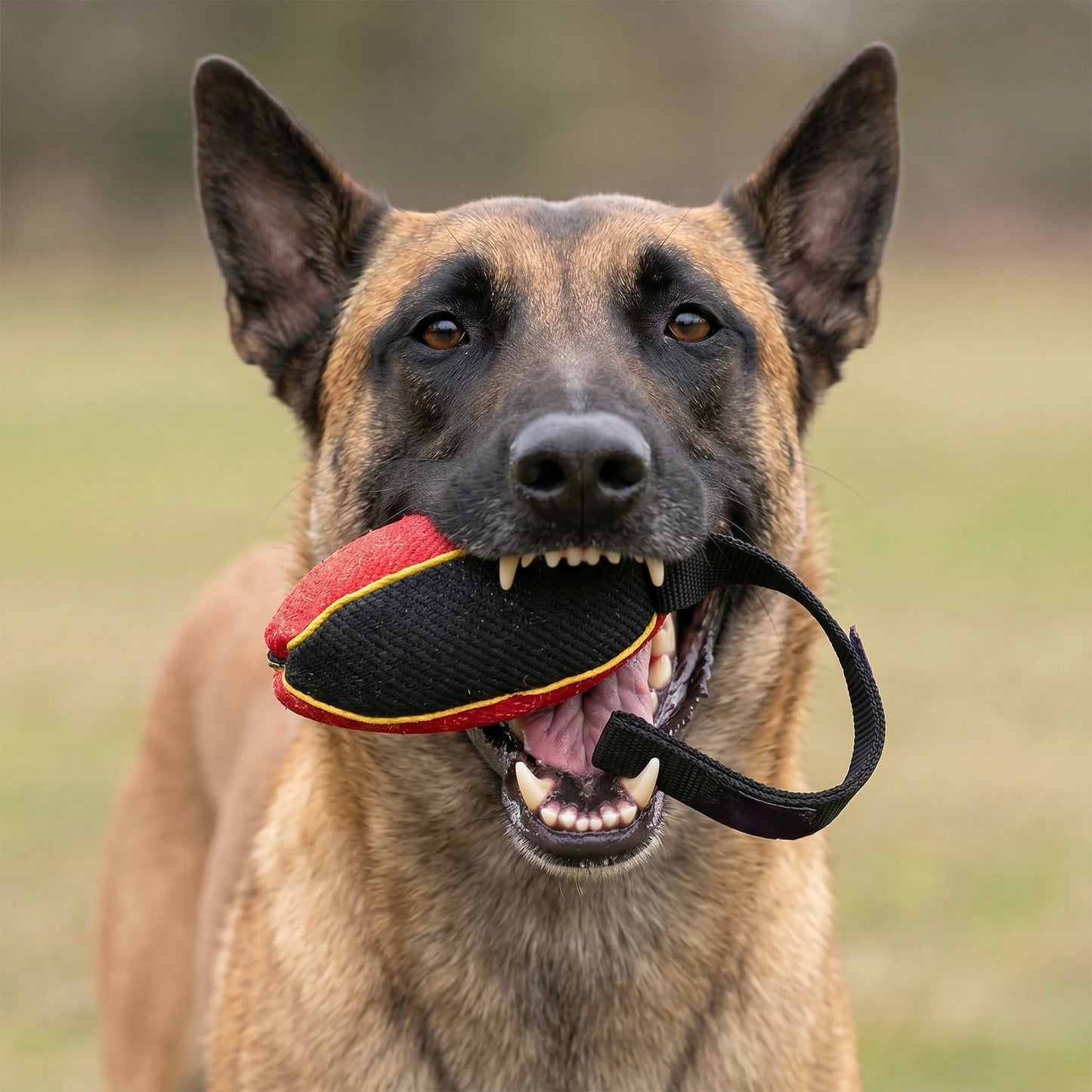 Colorful watermelon-shaped dog bite ball on a cord