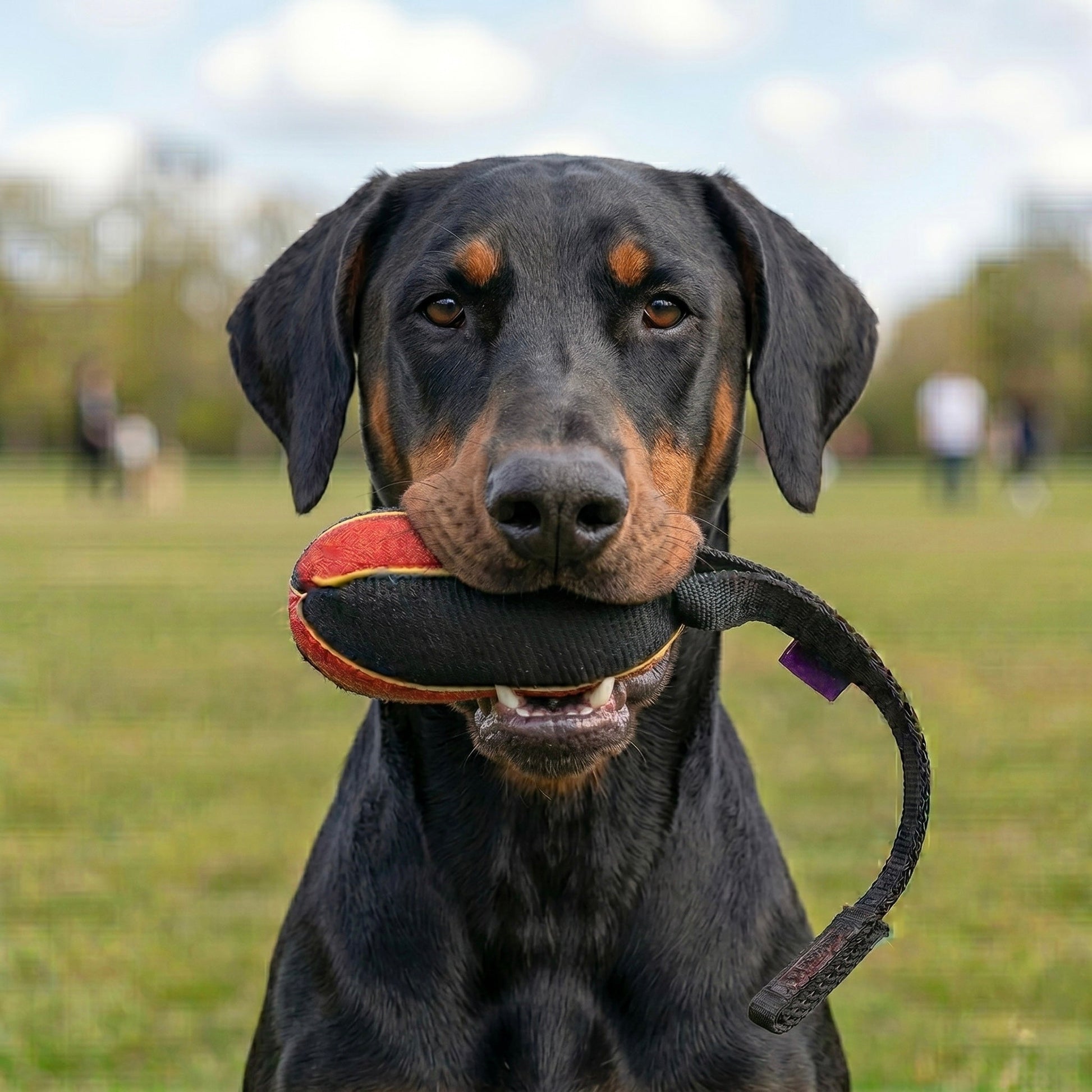 French linen watermelon bite toy for Doberman