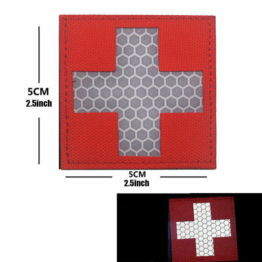 First aid cross reflective patch red 5 x 5 cm