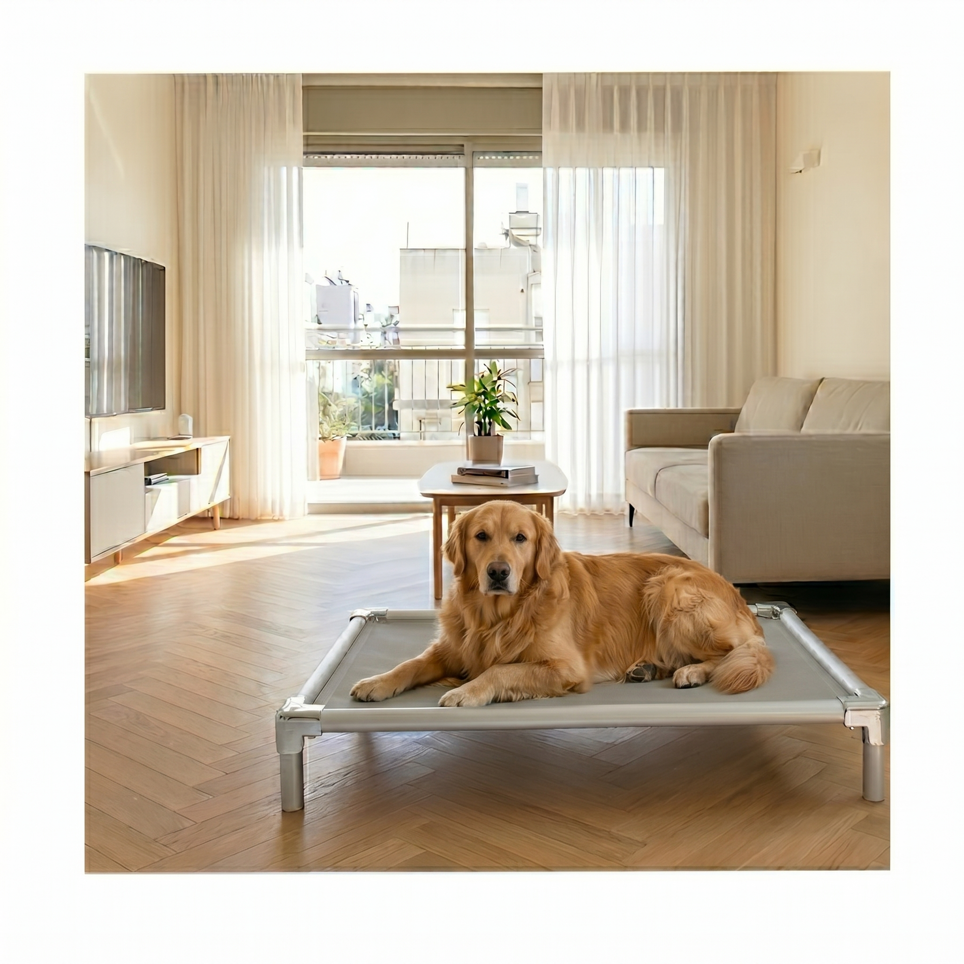Chew-proof elevated dog bed
